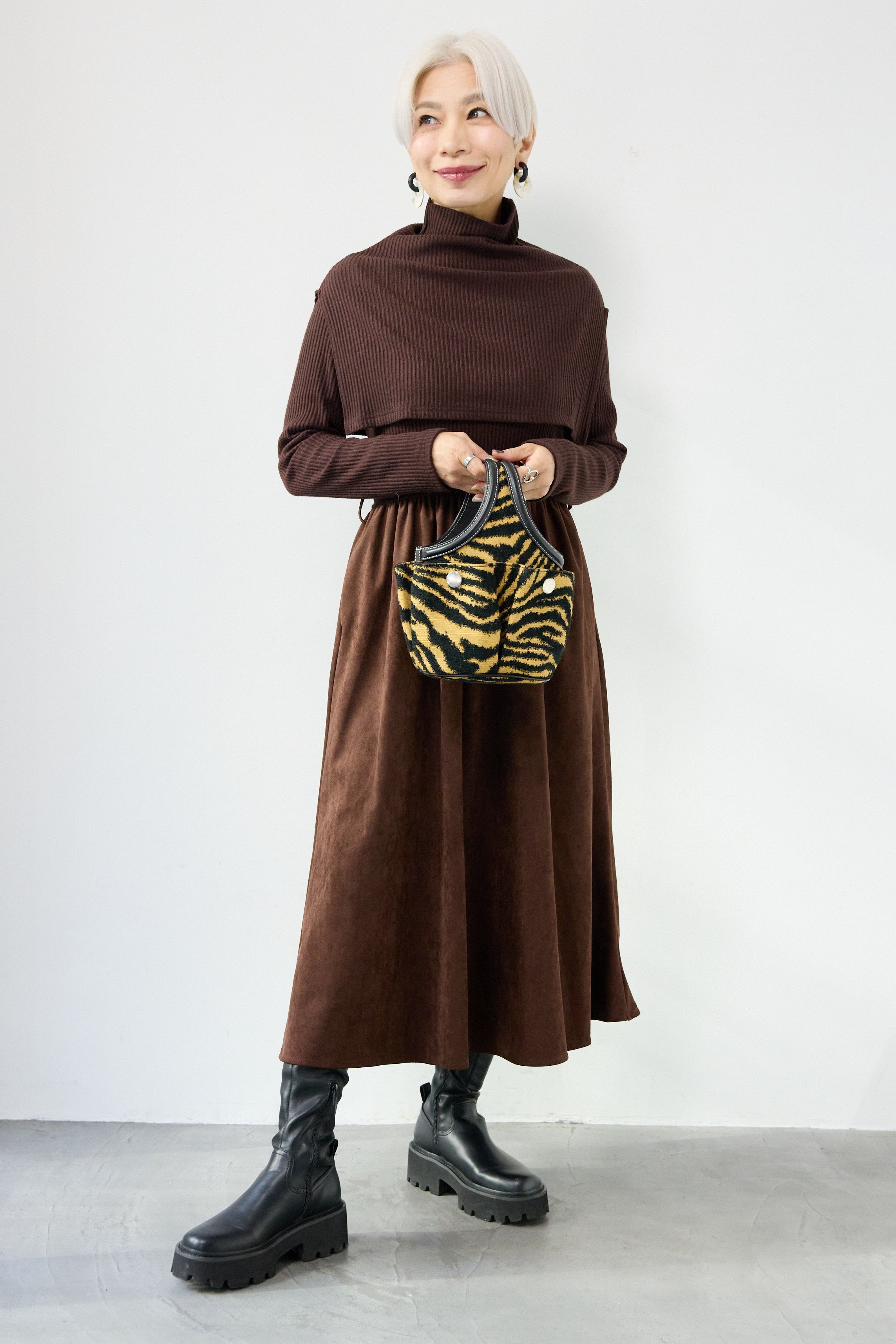 ケープニット付ニットドッキングワンピース – plusotoha