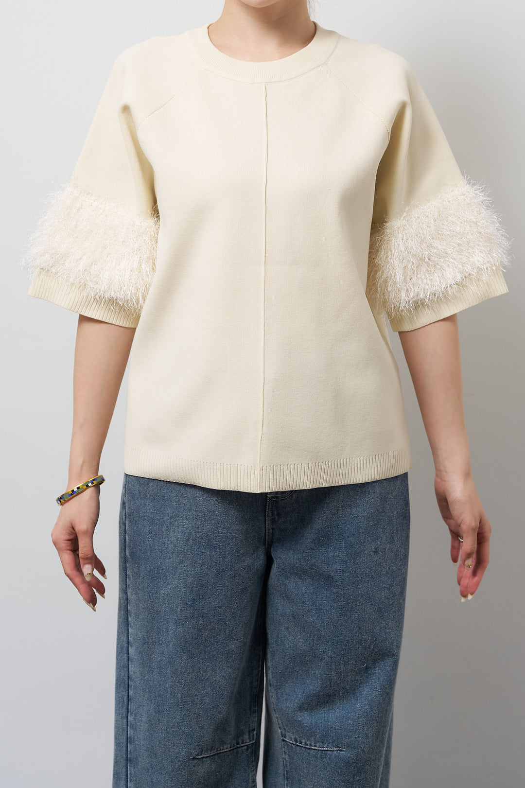 軽量リブ切替半袖プルオーバー