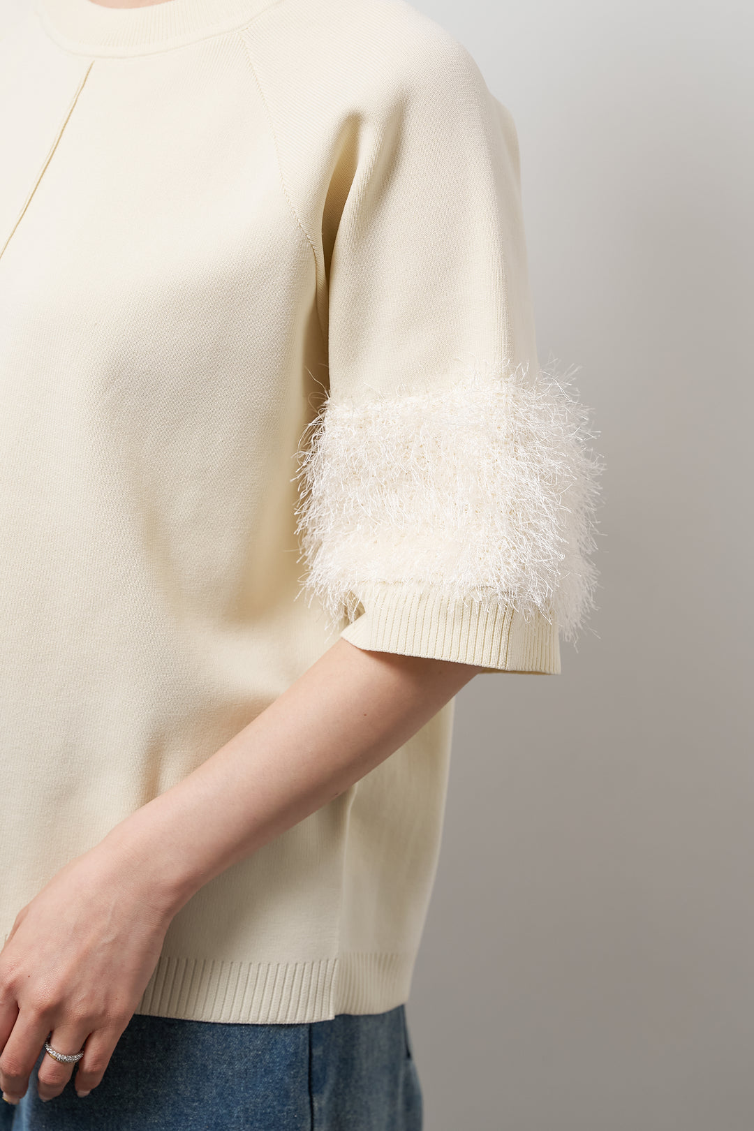 軽量リブ切替半袖プルオーバー