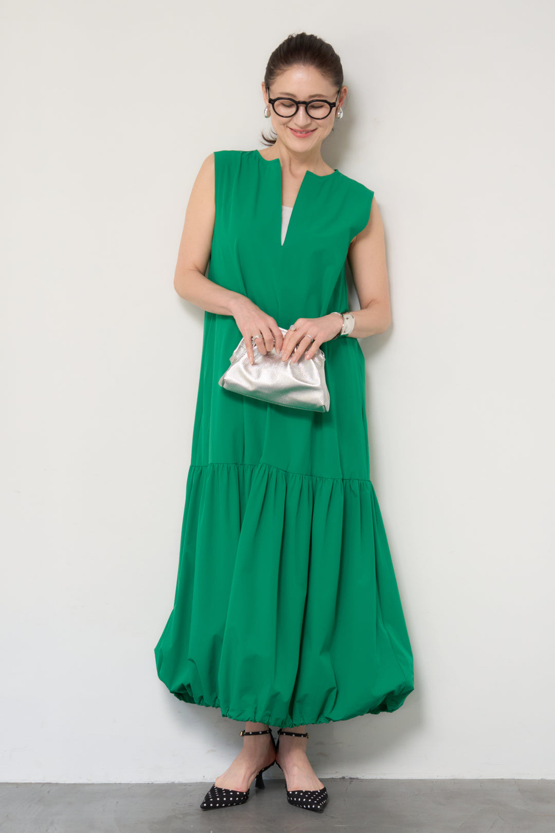 【接触冷感】2WAYヘム ノースリーブワンピース