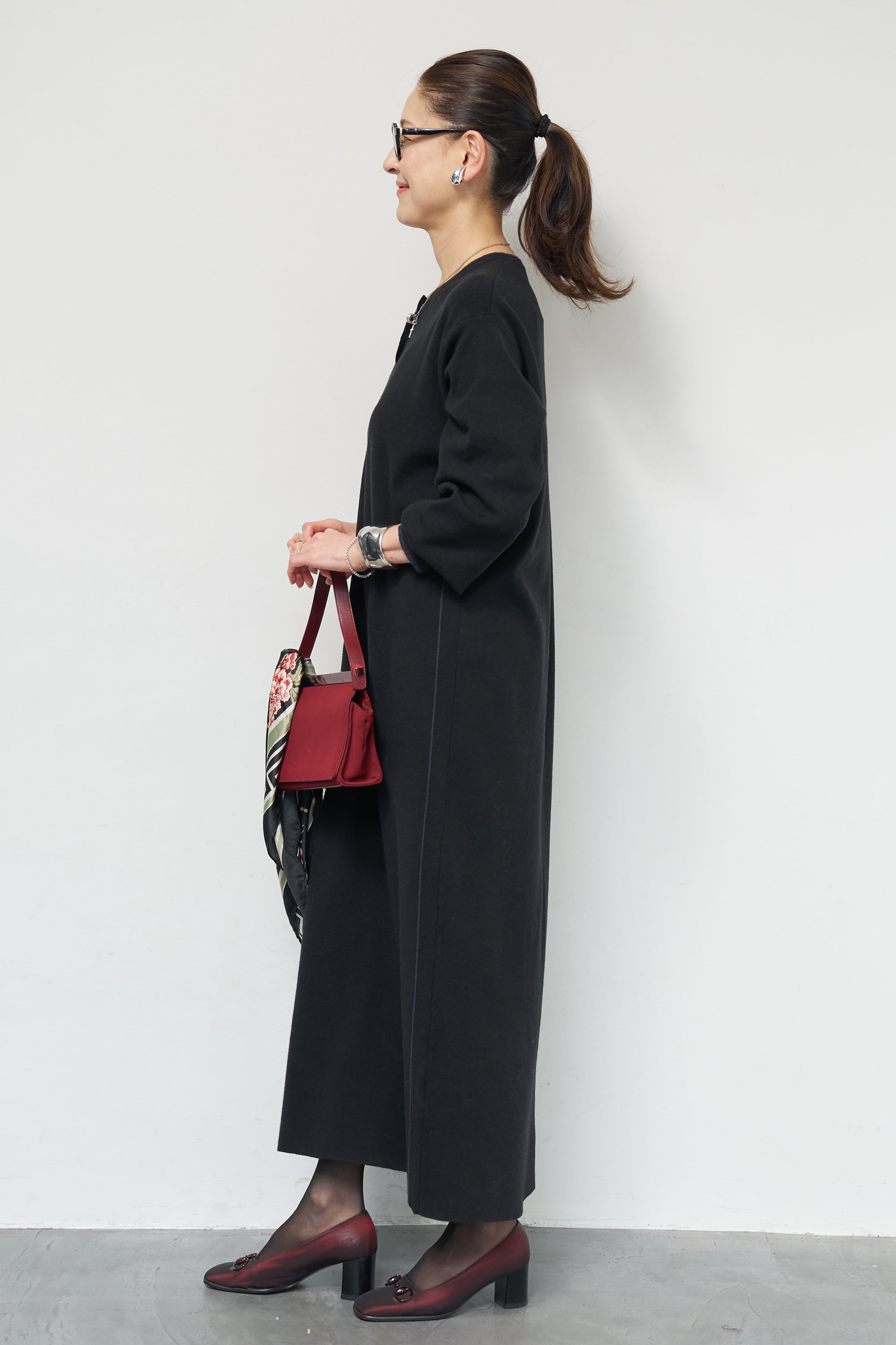 プラスオトハ　【防静電気】前後2WAY配色ラインやわもちニットワンピース 防静電気】前後2WAY配色ラインやわもちニットワンピース – plusotoha