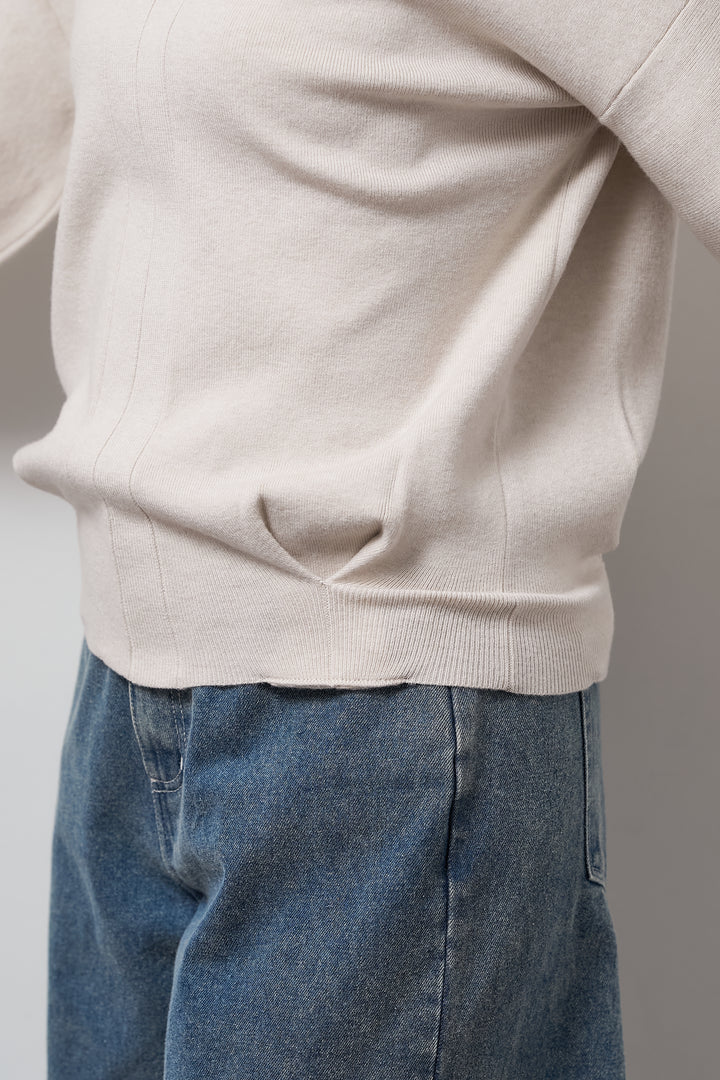 【防静電気】前後2WAYやわもちパフスリーブニット