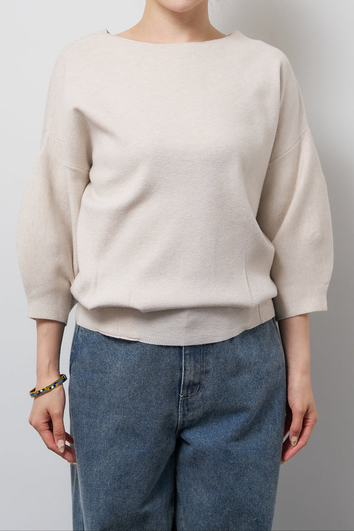 【防静電気】前後2WAYやわもちパフスリーブニット