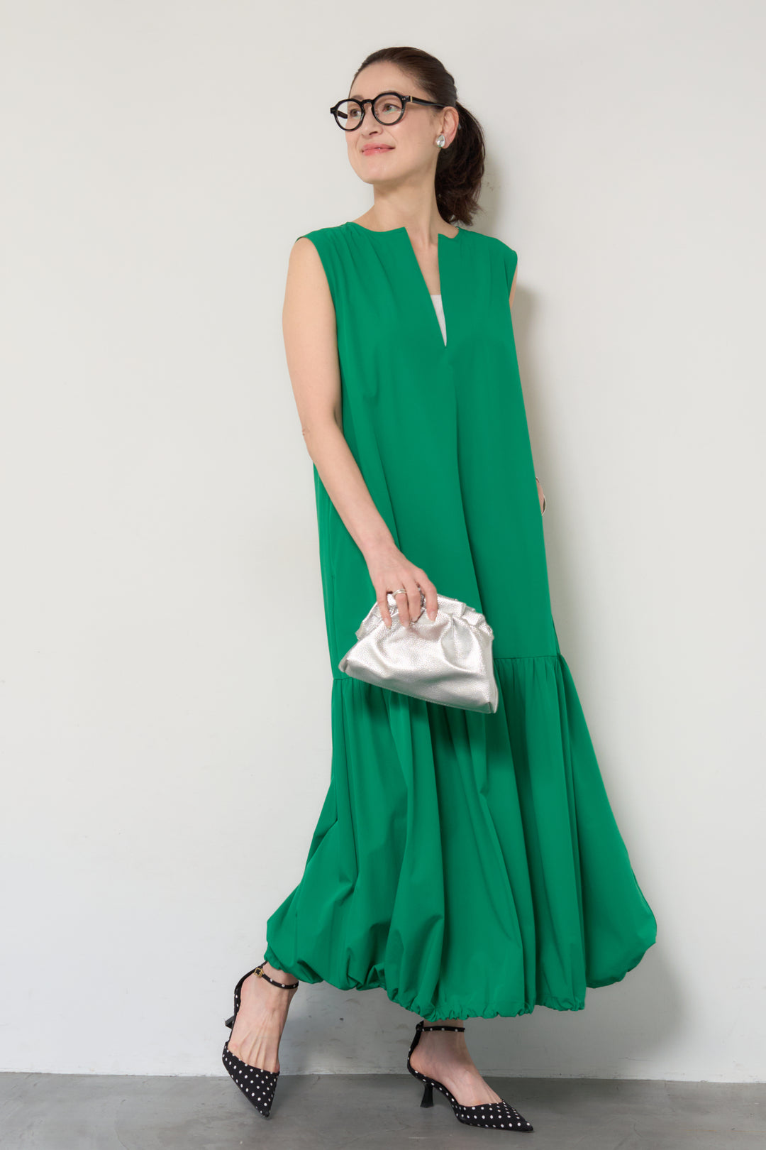 【接触冷感】2WAYヘム ノースリーブワンピース