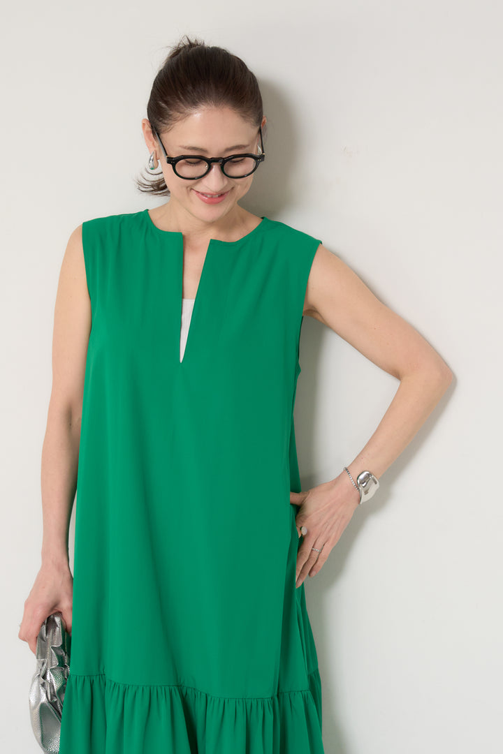 【接触冷感】2WAYヘム ノースリーブワンピース