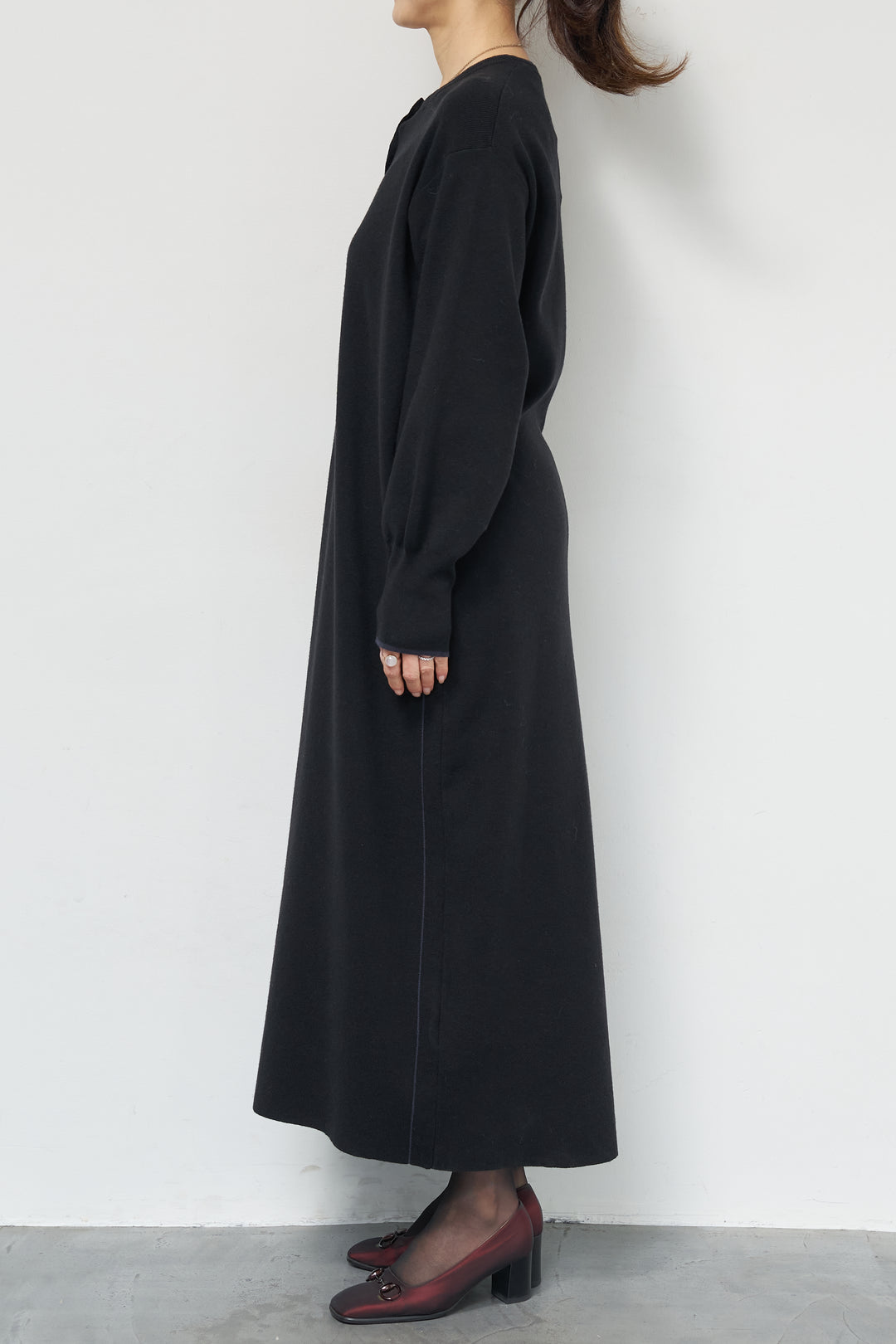 【防静電気】やわもちライン入りヘンリーワンピース