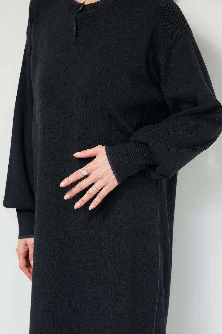 【防静電気】やわもちライン入りヘンリーワンピース