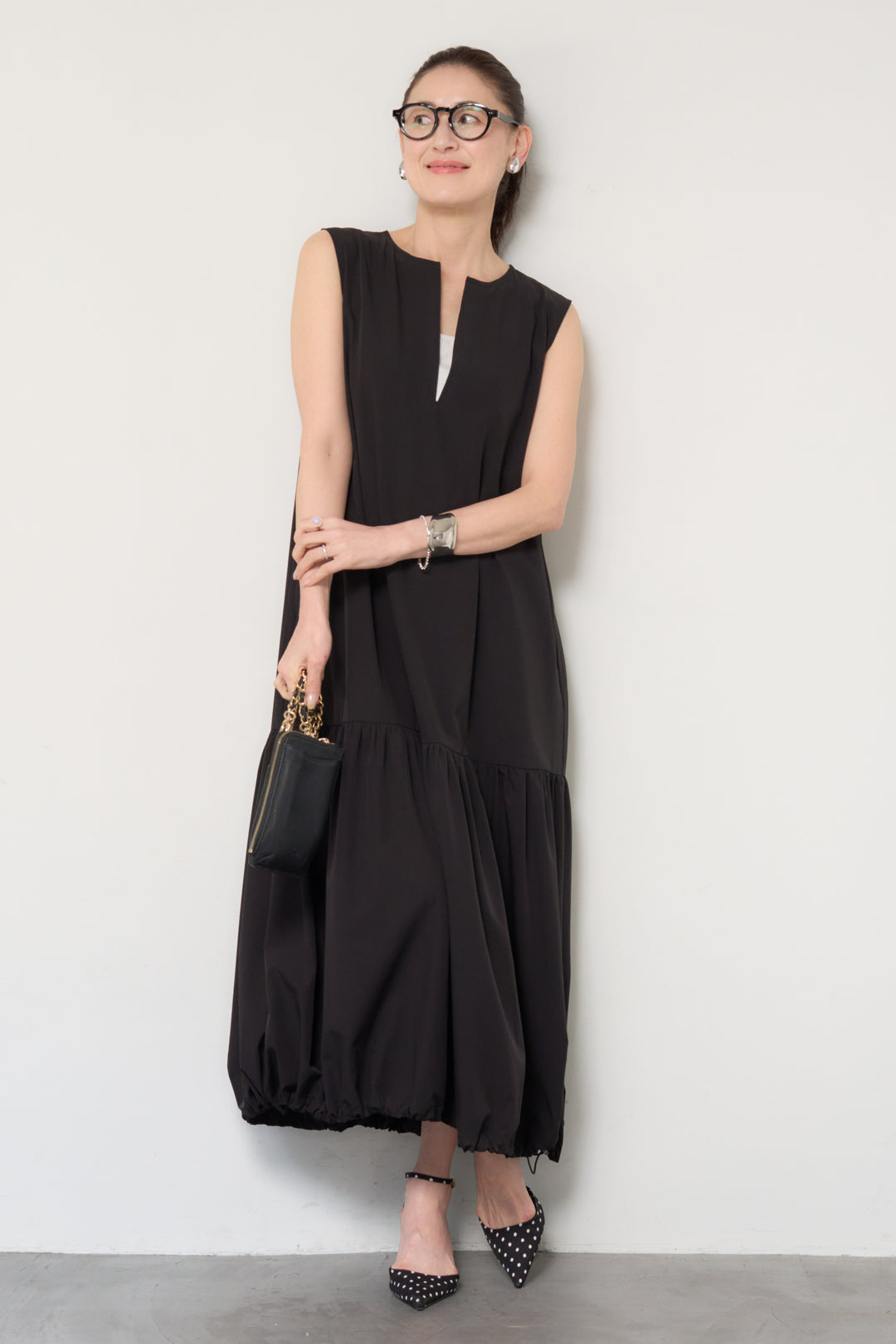 【接触冷感】2WAYヘム ノースリーブワンピース