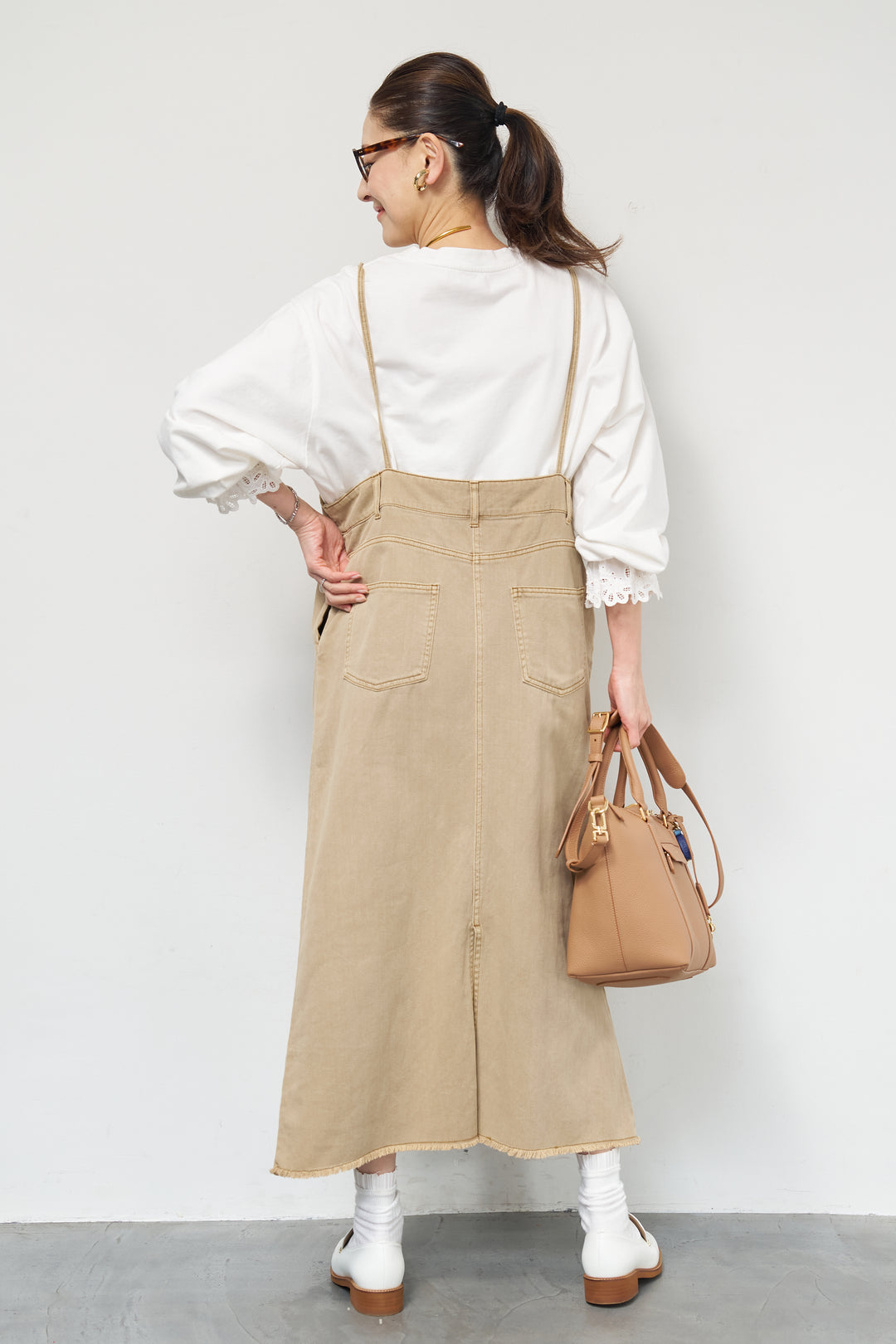 [SET]デニムツイルジャンスカ+裾フリルコットンカットソー(2set)