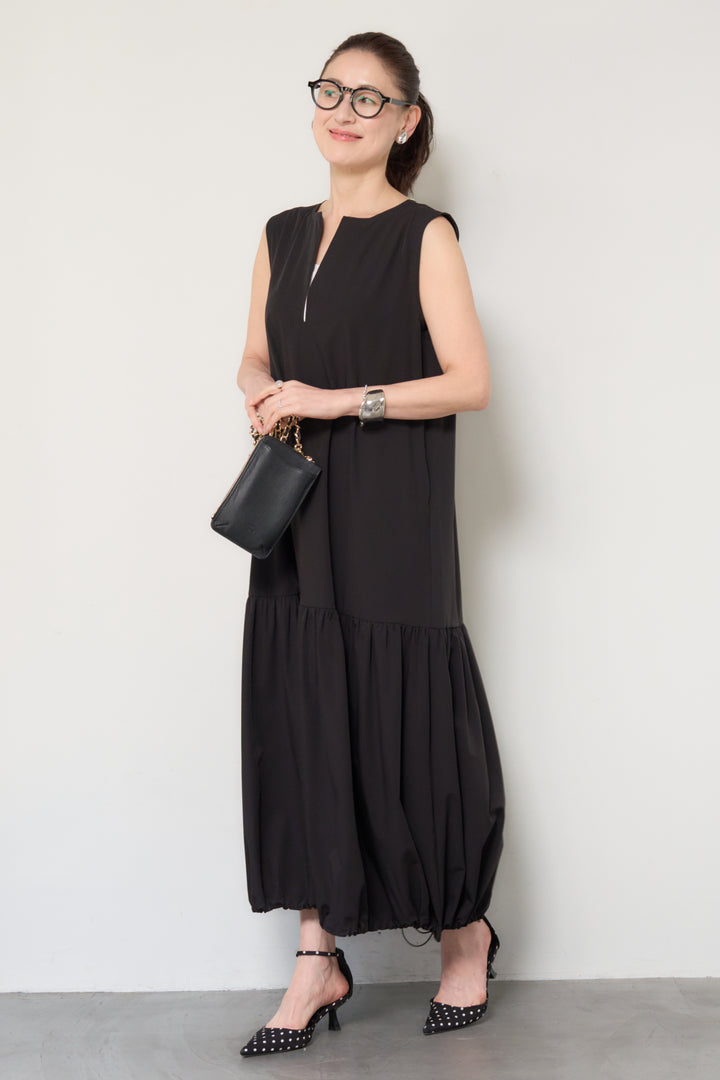 【接触冷感】2WAYヘム ノースリーブワンピース