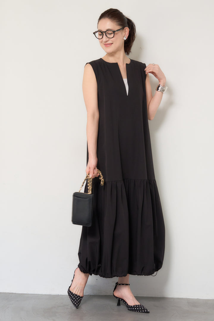 【接触冷感】2WAYヘム ノースリーブワンピース