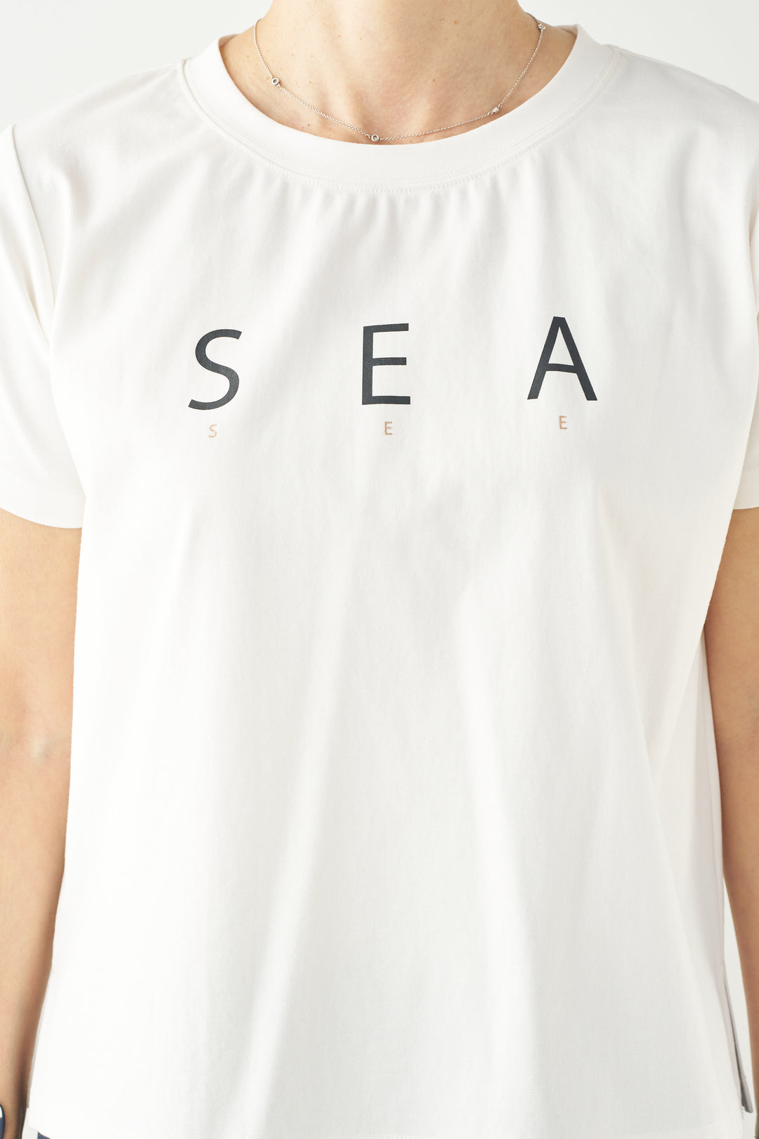 SEAロゴデザインコットンジャージーTシャツ