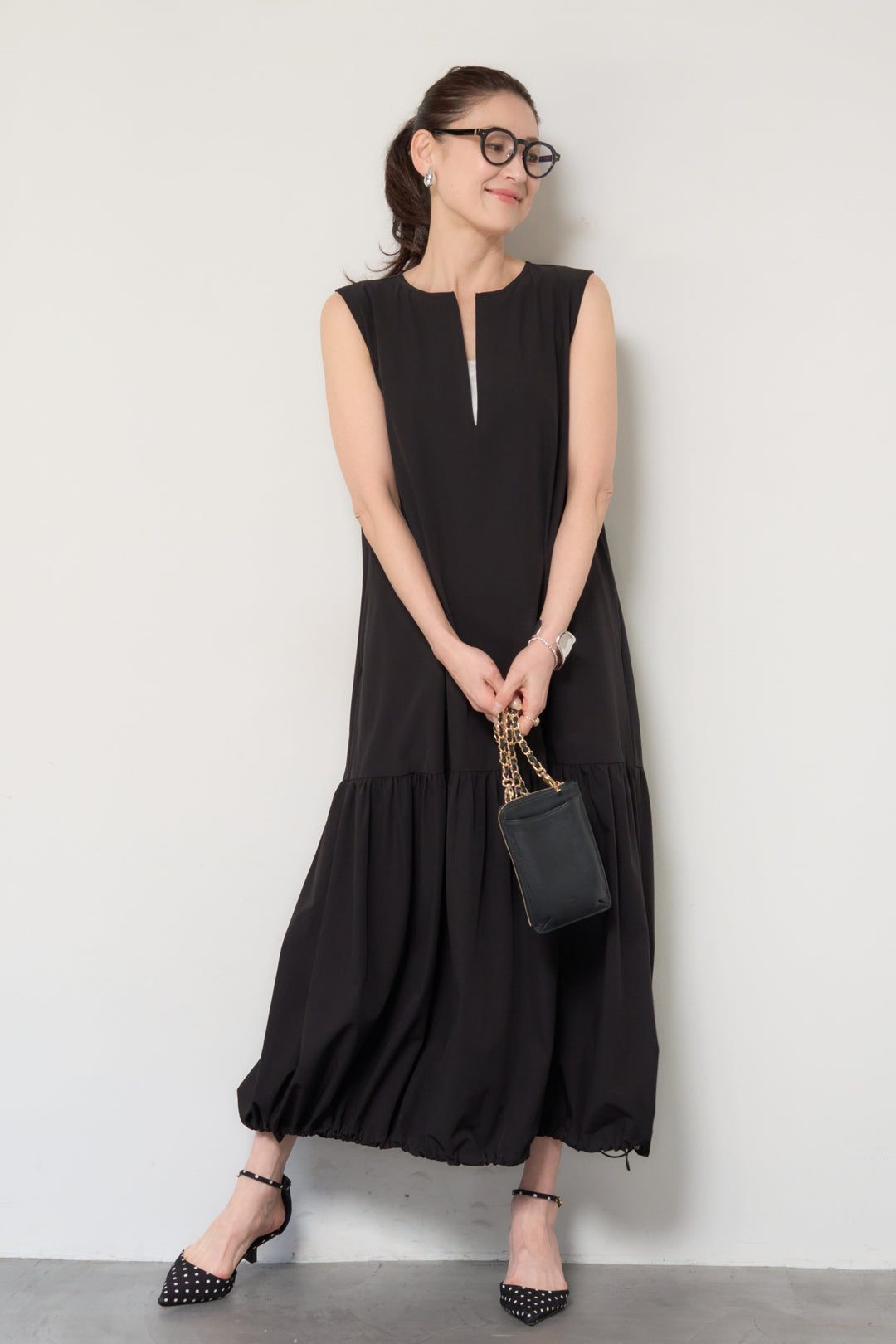 【接触冷感】2WAYヘム ノースリーブワンピース