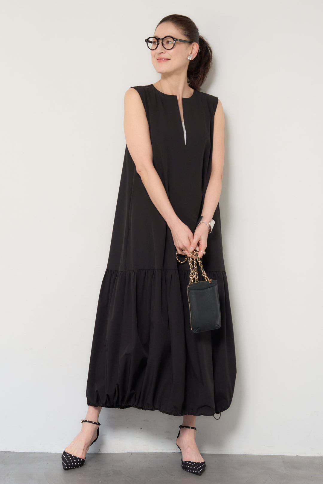 【接触冷感】2WAYヘム ノースリーブワンピース