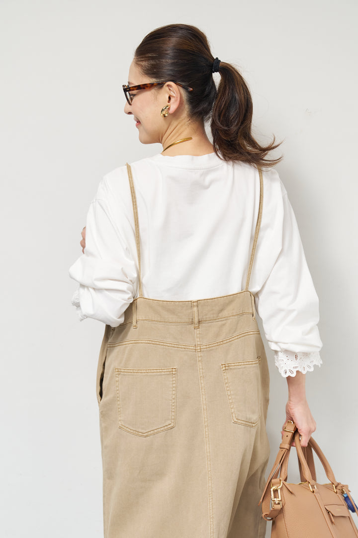 [SET]デニムツイルジャンスカ+裾フリルコットンカットソー(2set)