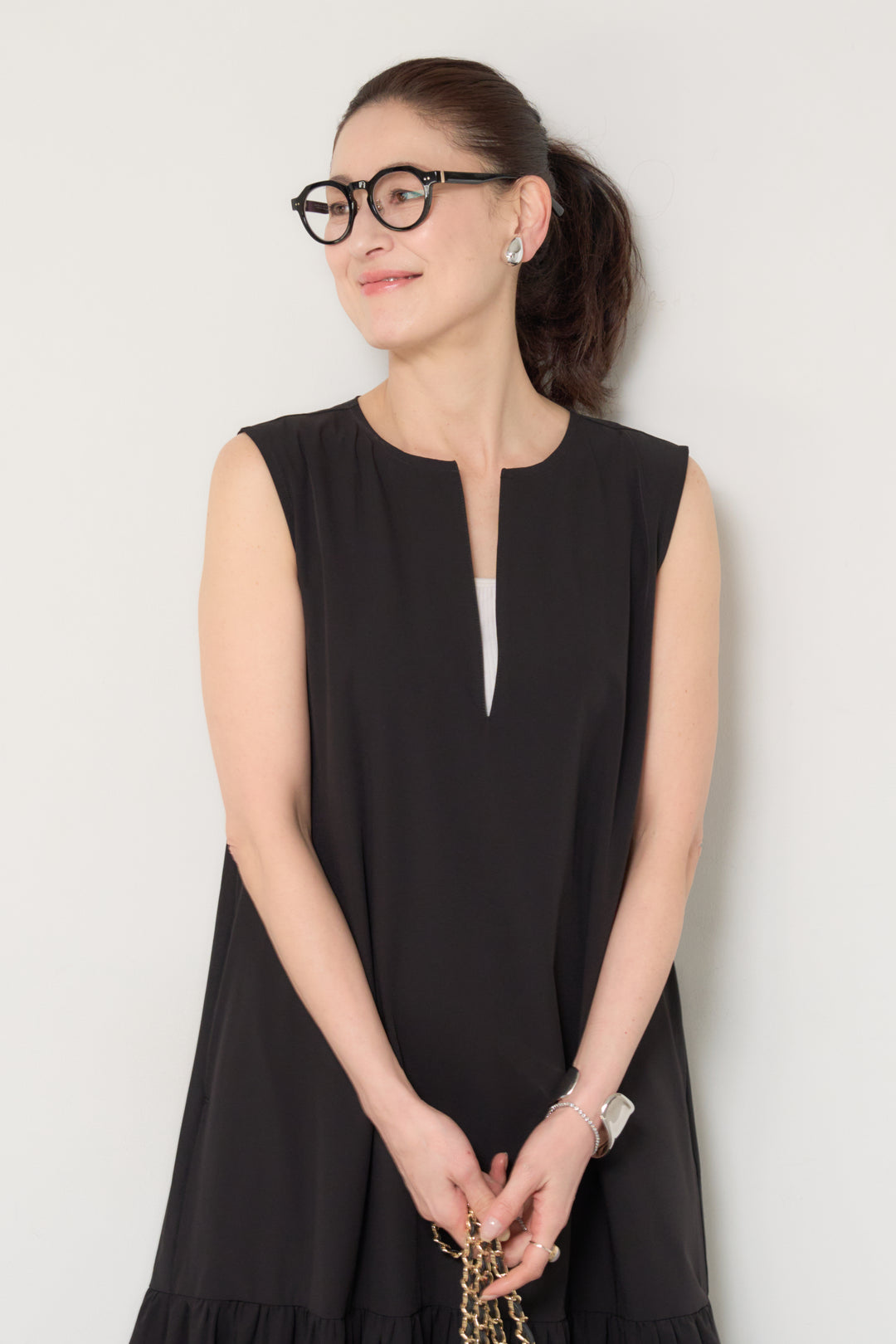 【接触冷感】2WAYヘム ノースリーブワンピース