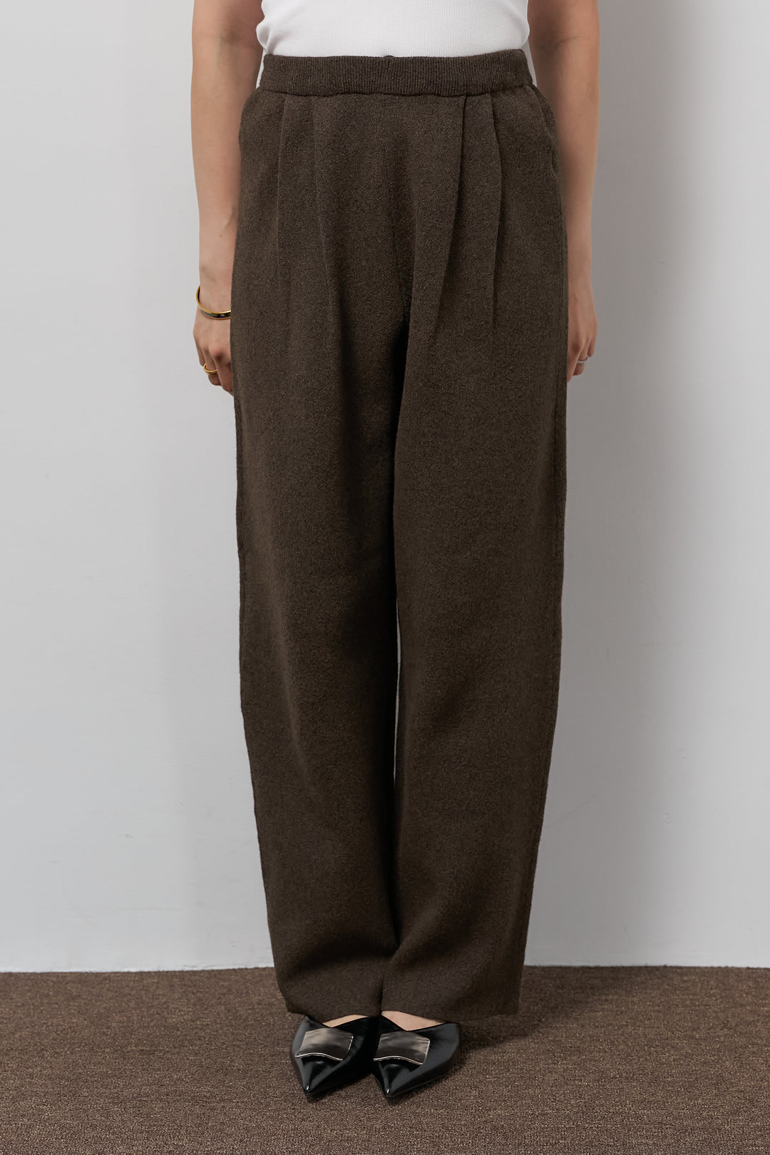 杢ニットテーパードパンツ