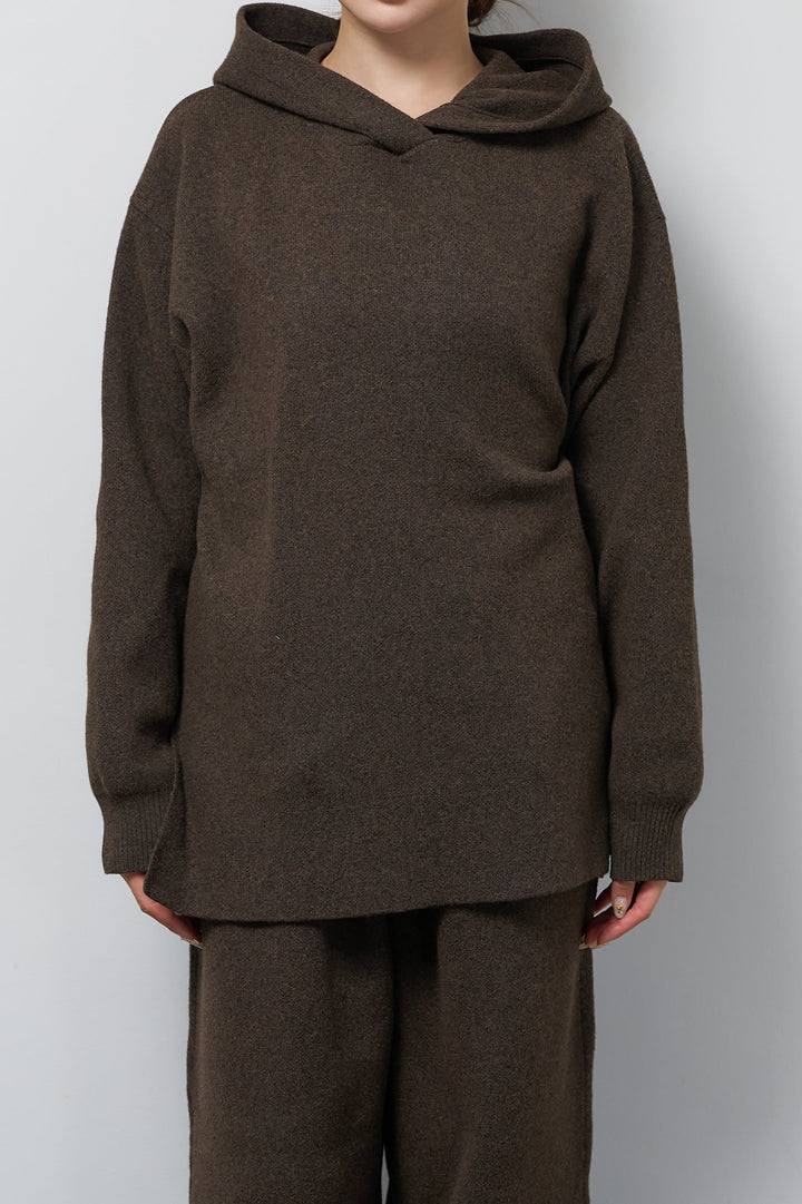 杢ニットフードプルオーバー