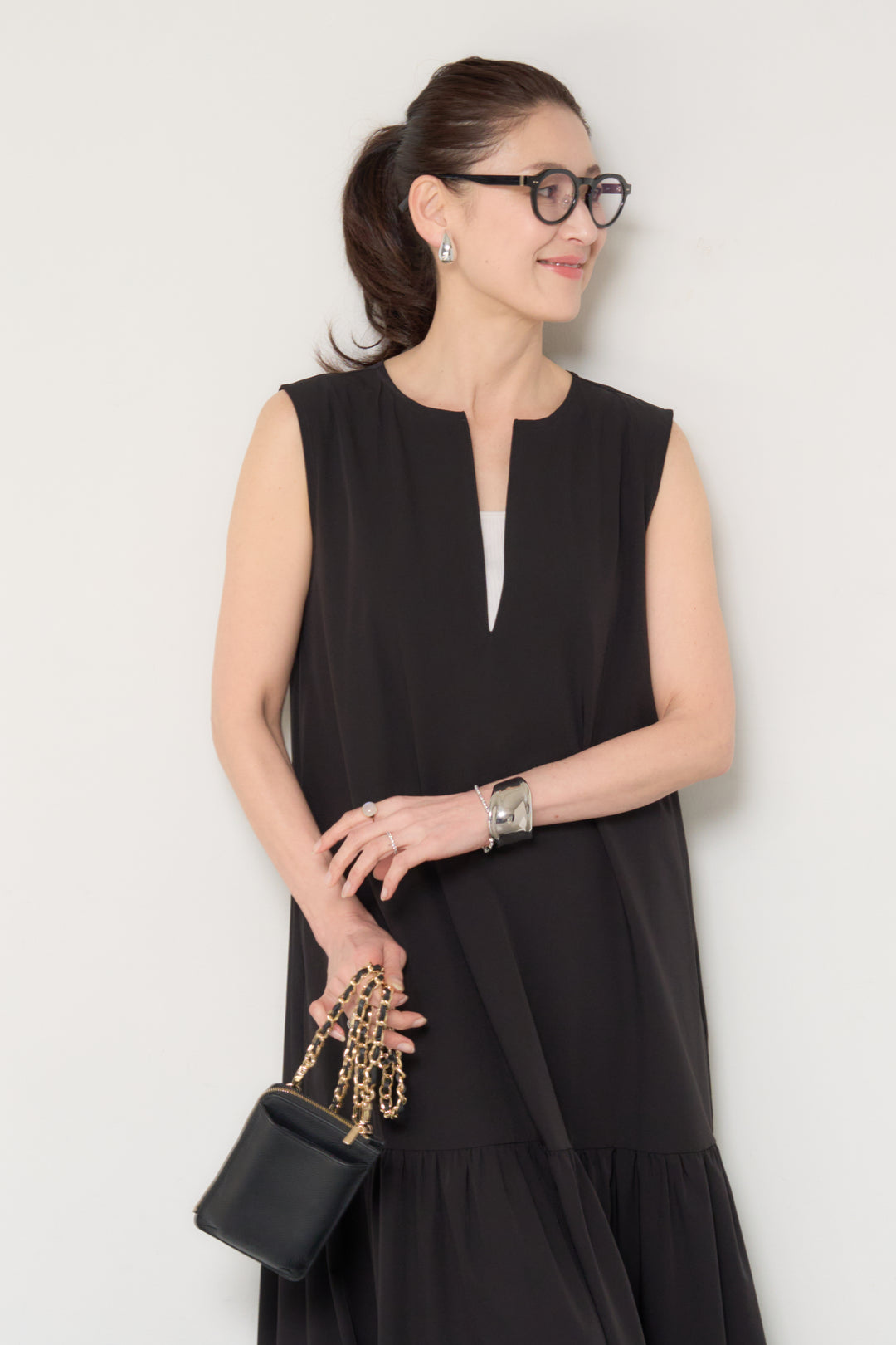 【接触冷感】2WAYヘム ノースリーブワンピース