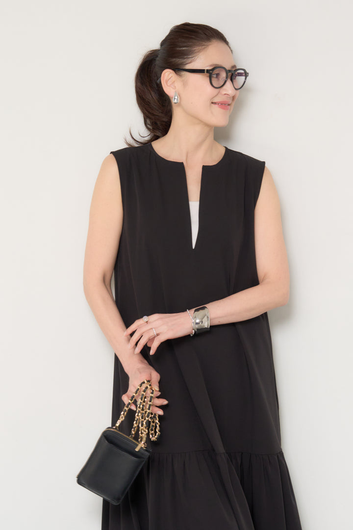 【接触冷感】2WAYヘム ノースリーブワンピース