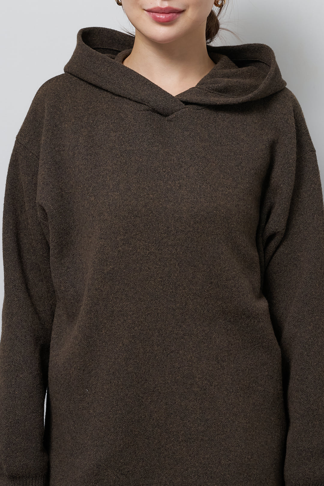 杢ニットフードプルオーバー