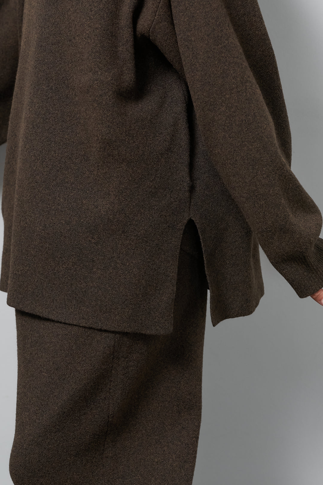 杢ニットフードプルオーバー