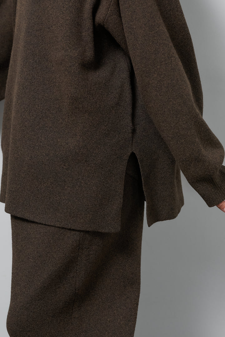 杢ニットフードプルオーバー