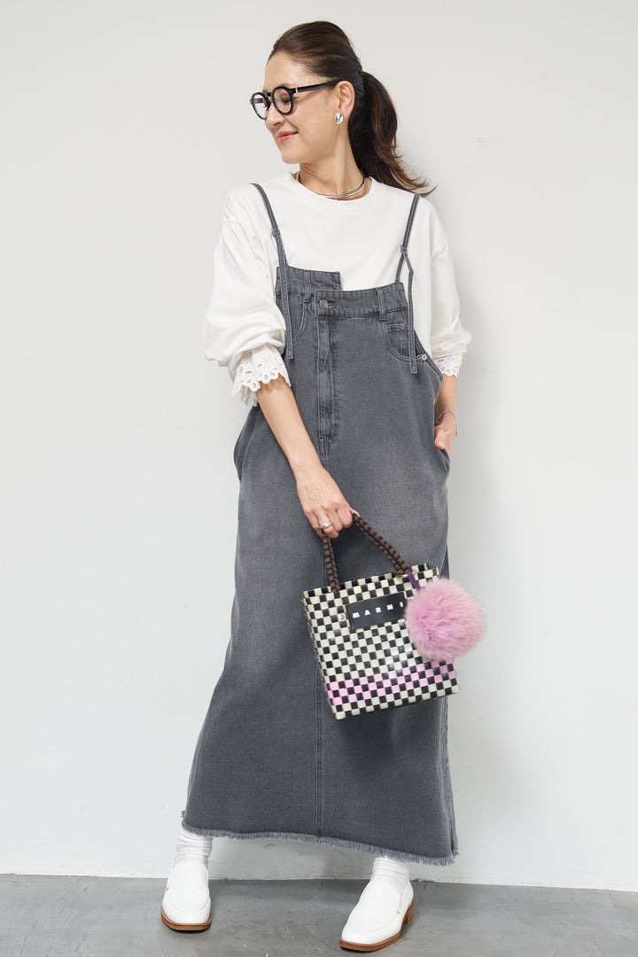 [SET]デニムツイルジャンスカ+裾フリルコットンカットソー(2set)