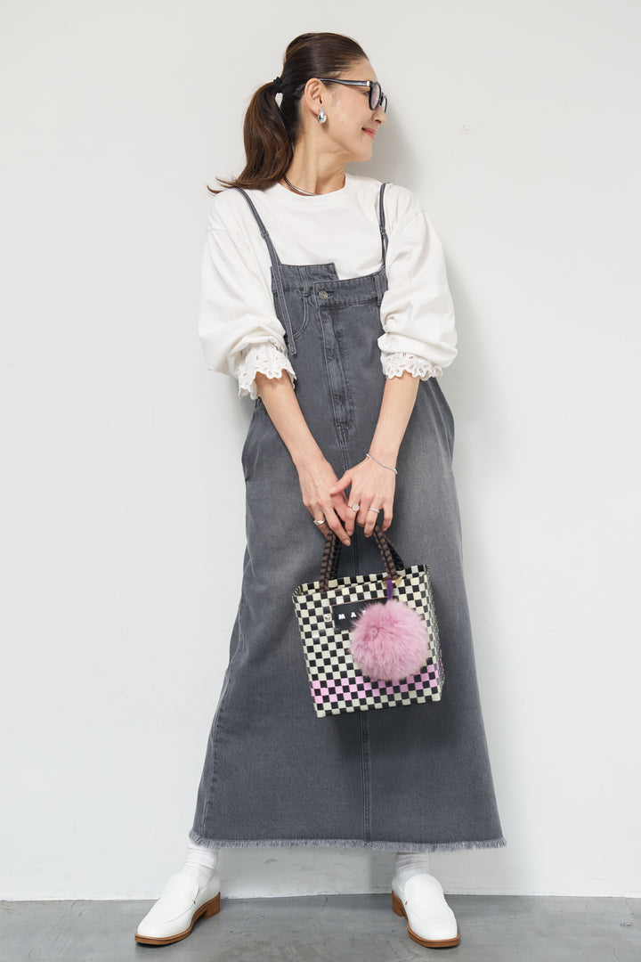 [SET]デニムツイルジャンスカ+裾フリルコットンカットソー(2set)