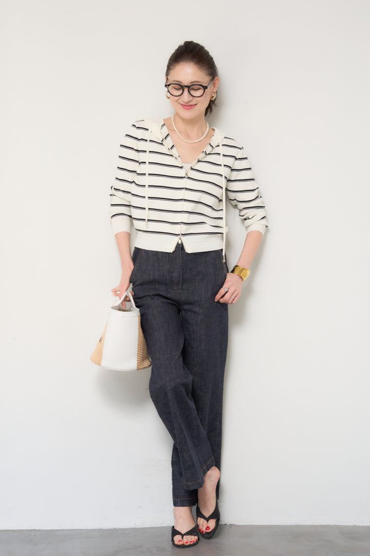 ボーダーニットパーカー