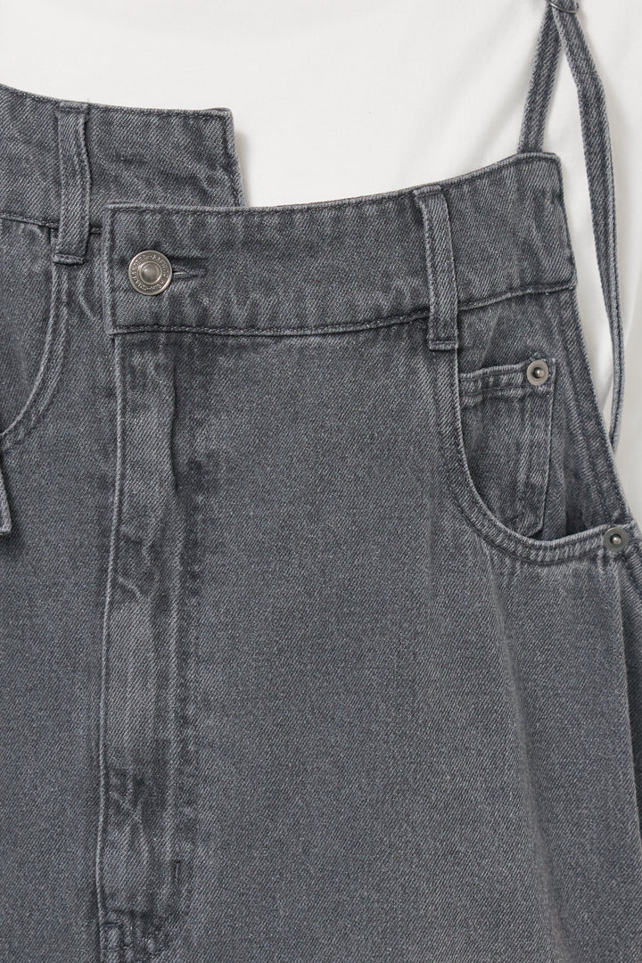 [SET]デニムツイルジャンスカ+裾フリルコットンカットソー(2set)