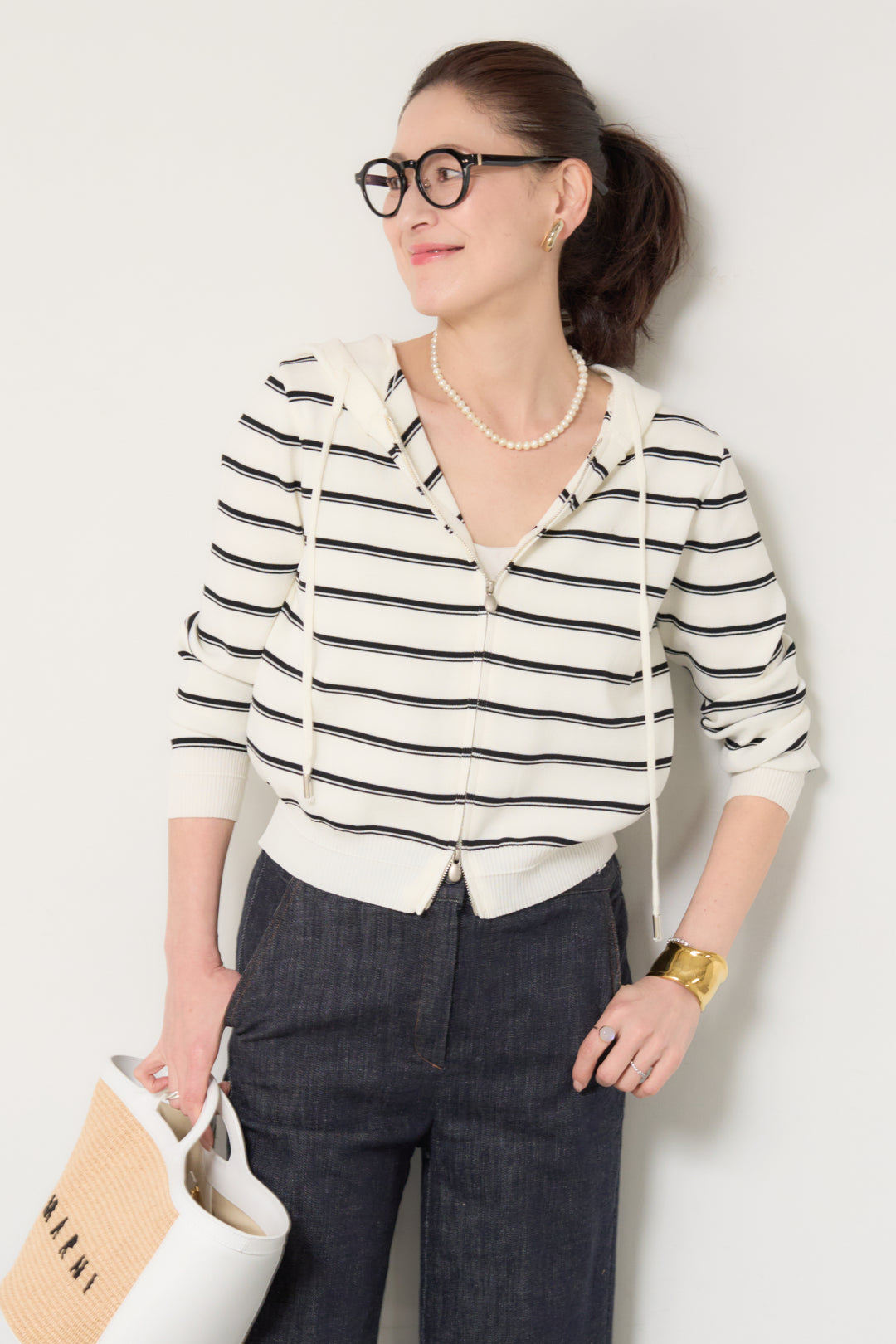 ボーダーニットパーカー