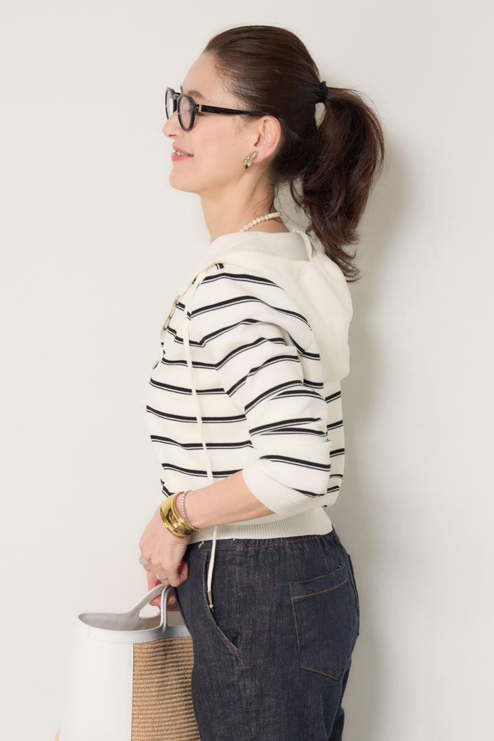 ボーダーニットパーカー