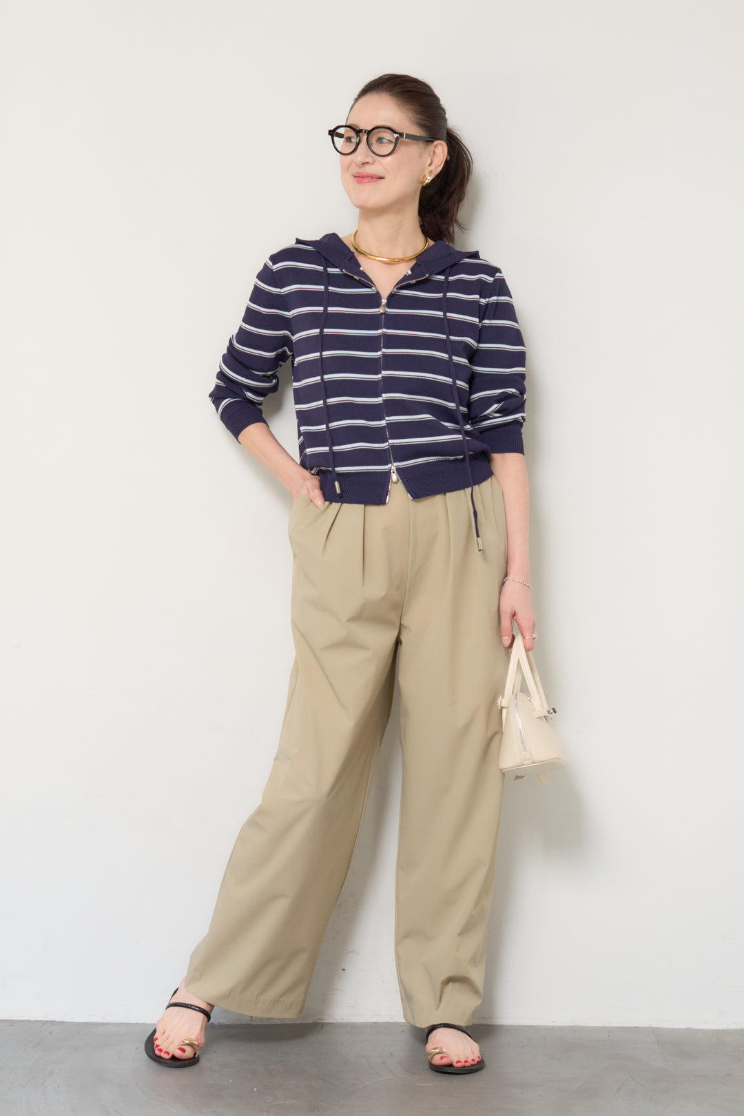 ボーダーニットパーカー