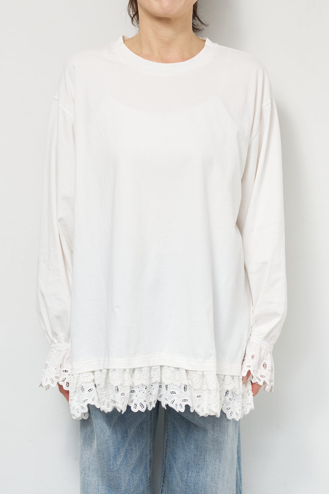 裾フリルコットンカットソー