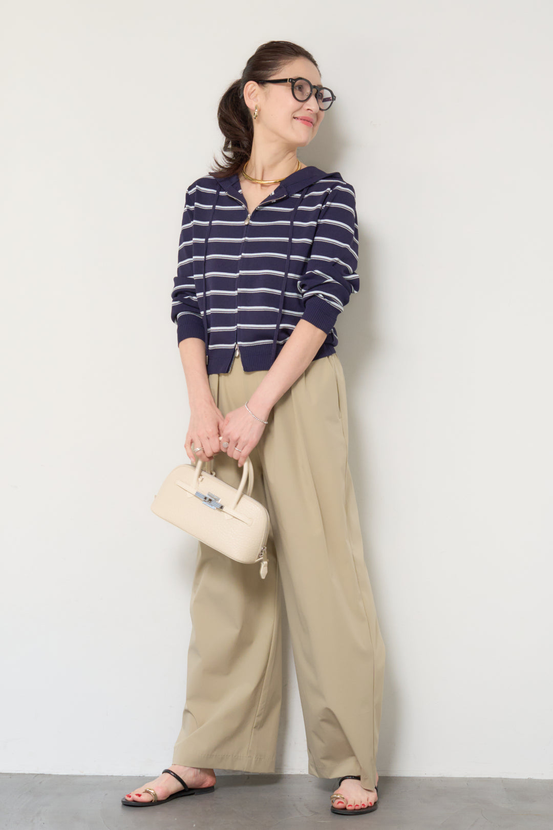 ボーダーニットパーカー