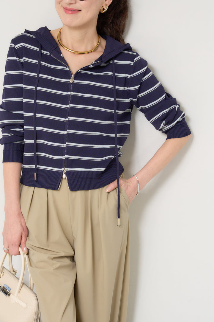 ボーダーニットパーカー