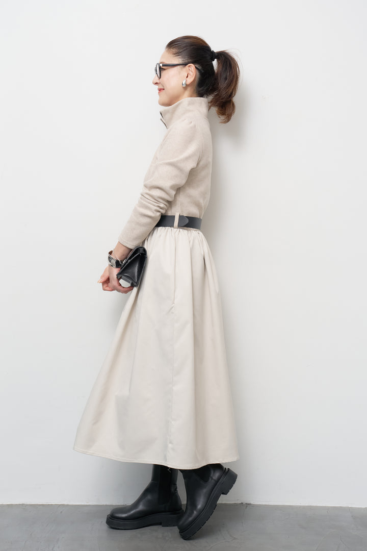 ハーフジップメルトン切替ワンピース