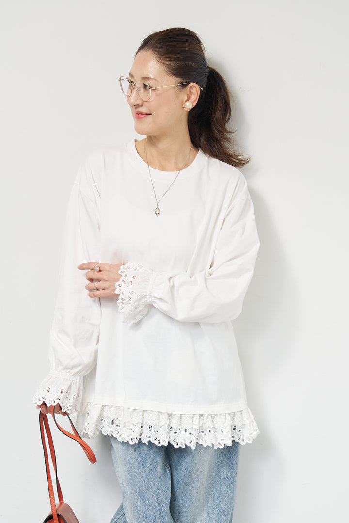 裾フリルコットンカットソー