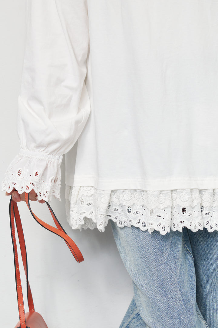 裾フリルコットンカットソー