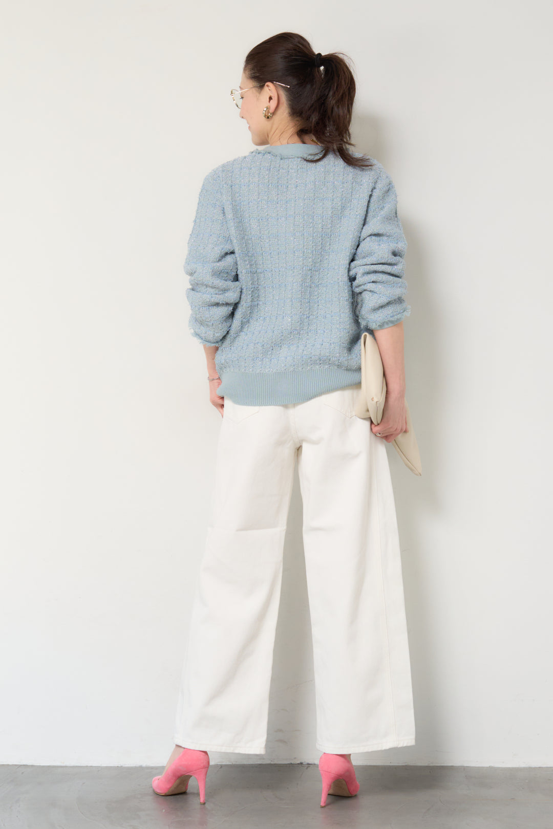 ツイードジャガードニットカーディガン