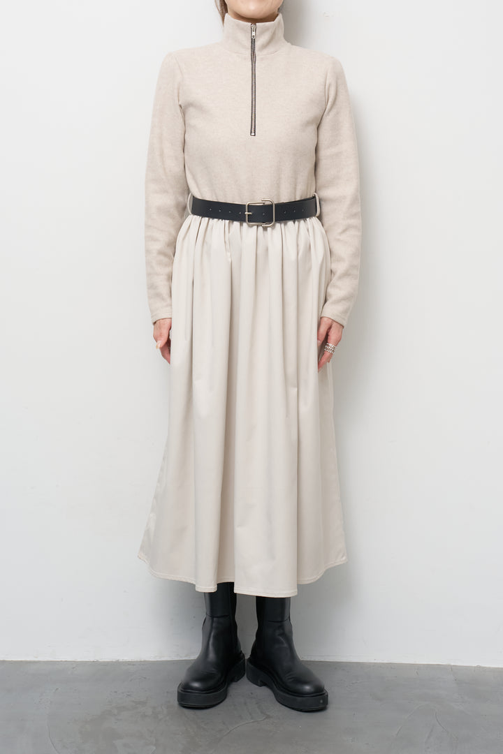 ハーフジップメルトン切替ワンピース
