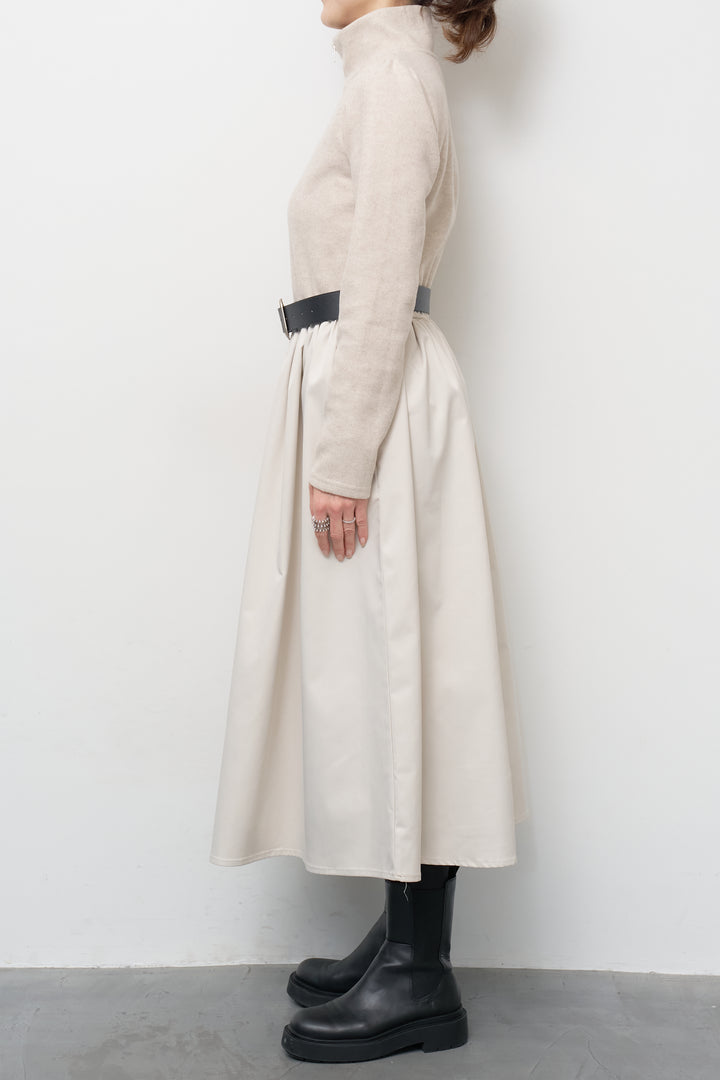 ハーフジップメルトン切替ワンピース