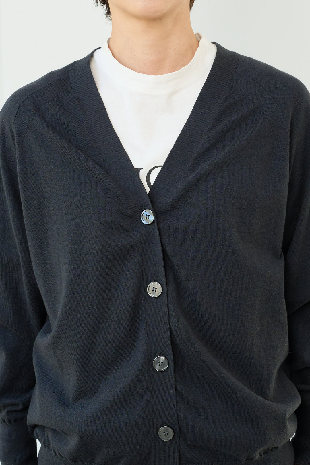 Cotton silk mid-length cardigan