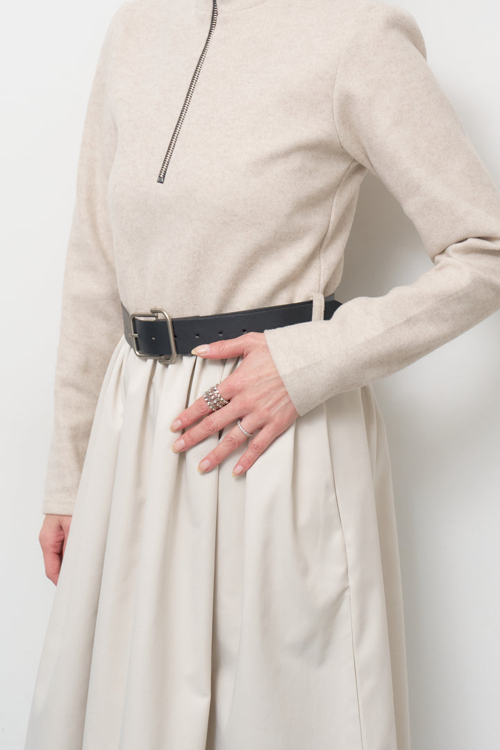 ハーフジップメルトン切替ワンピース