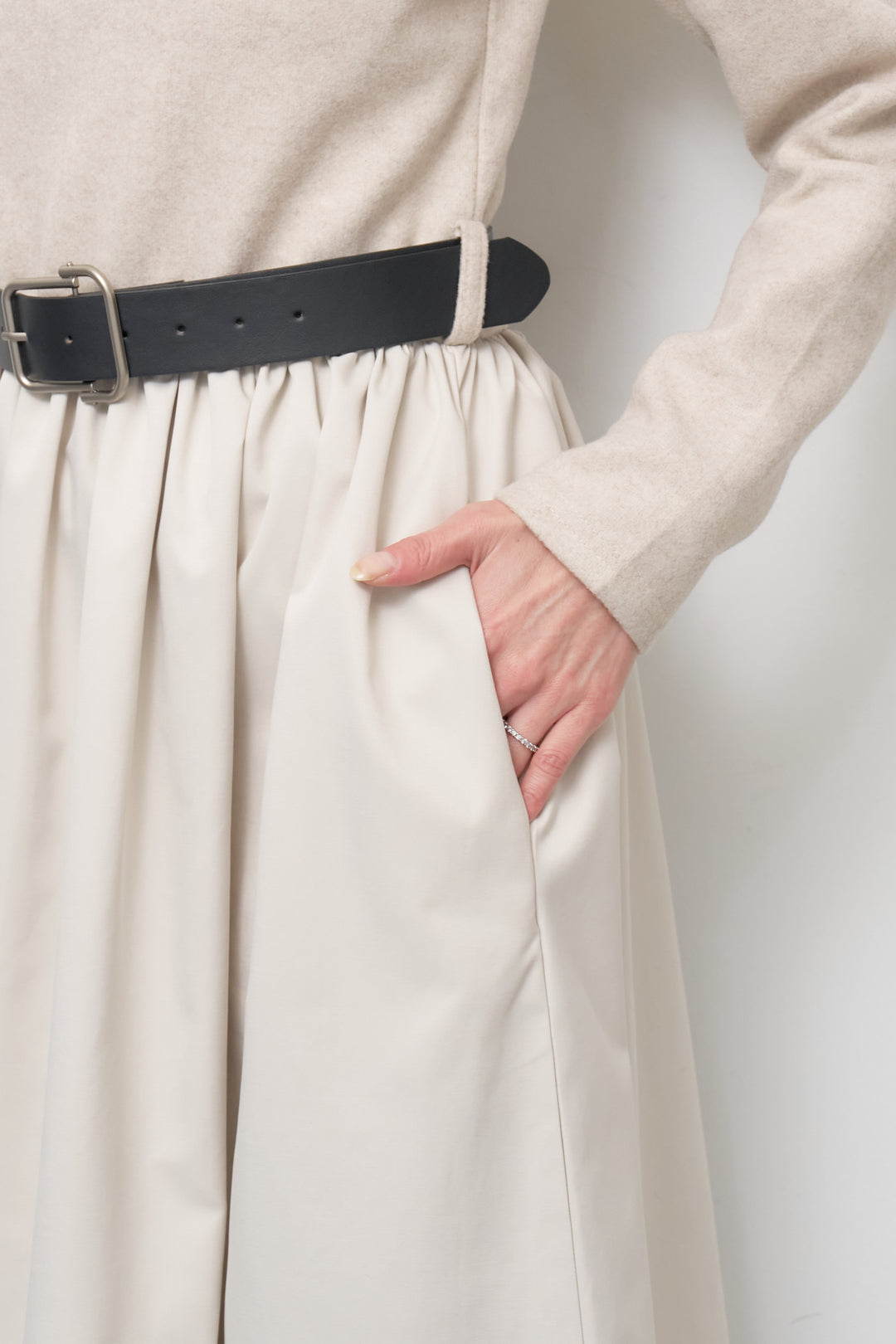 ハーフジップメルトン切替ワンピース