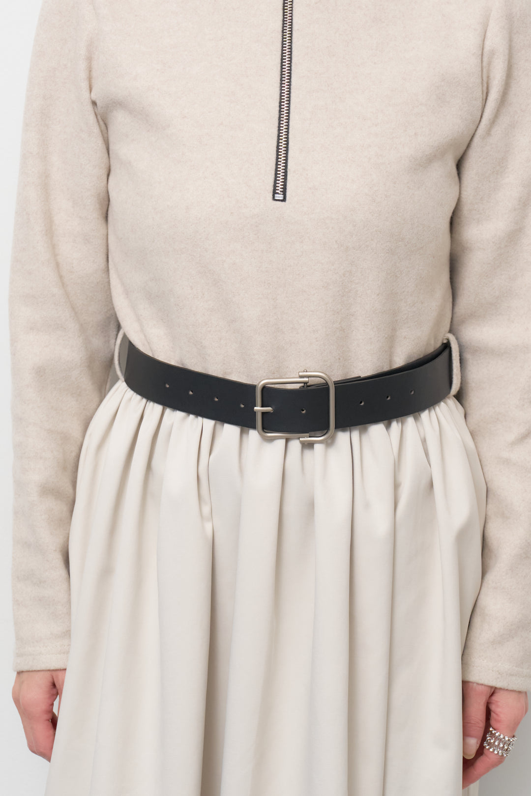 ハーフジップメルトン切替ワンピース