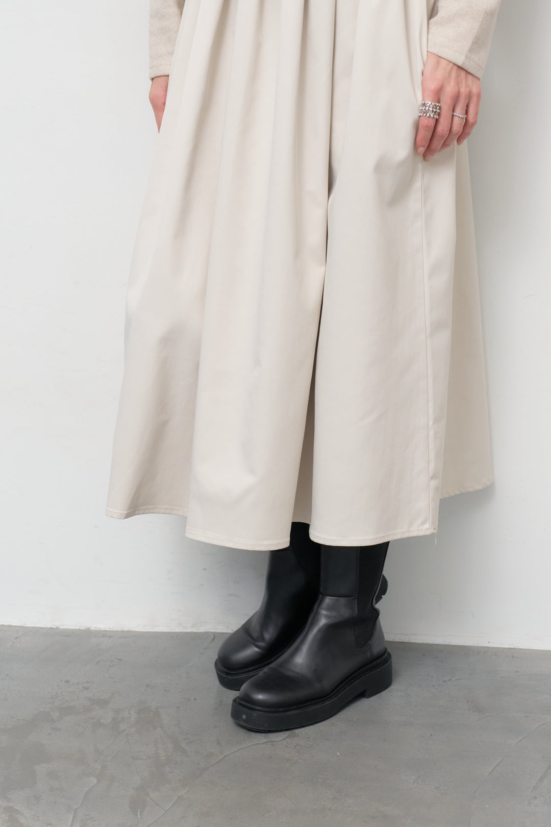 ハーフジップメルトン切替ワンピース