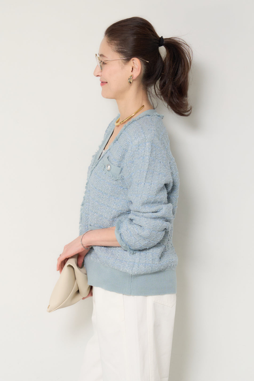 ツイードジャガードニットカーディガン