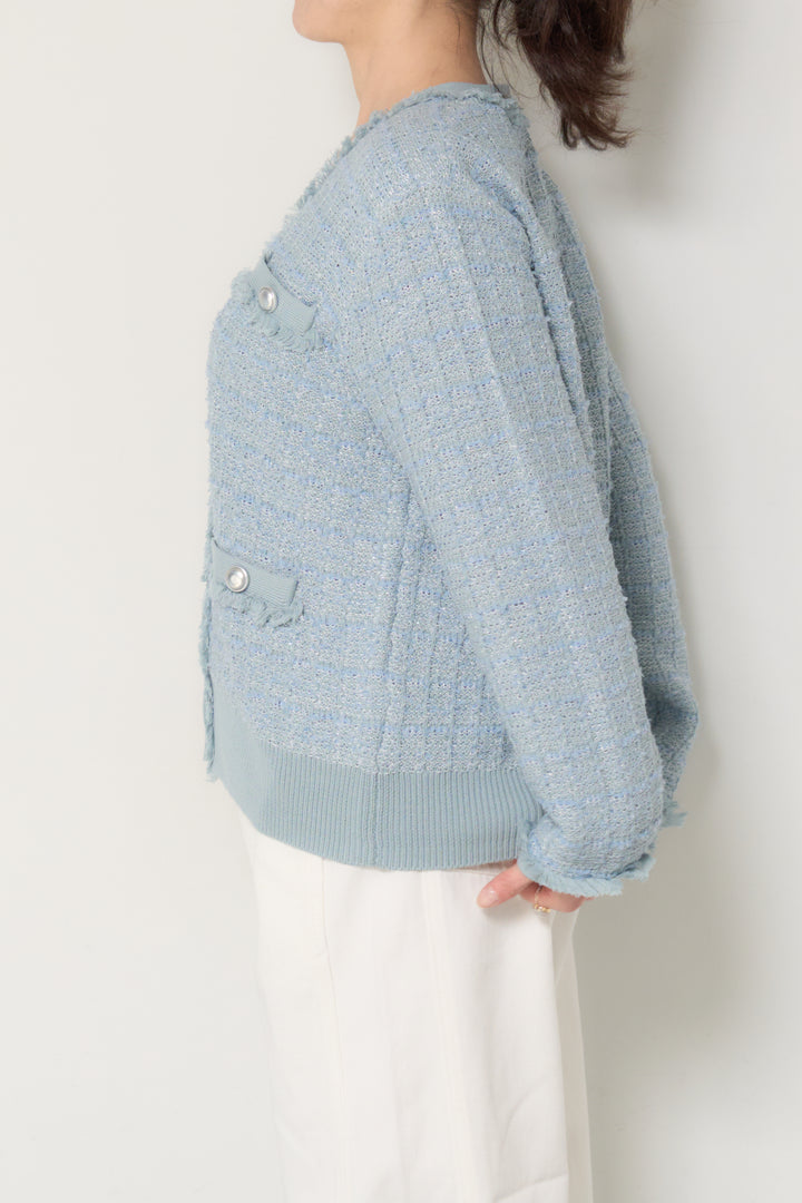 ツイードジャガードニットカーディガン